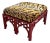 1970s Vintage Chinoiserie Red Ottoman With Tiger Fabric Upholstery For Sale