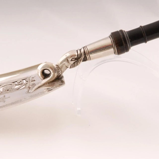 Wood Antique Silver Tableware French Napoleonic Silver Sterling Flatware Empire Fish Slice For Sale - Image 7 of 10