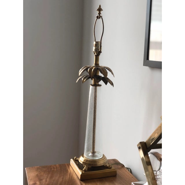 Mid-Century Modern Vintage Frederick Cooper Hand-Blown Glass & Brass Palm Tree Lamp For Sale - Image 3 of 10