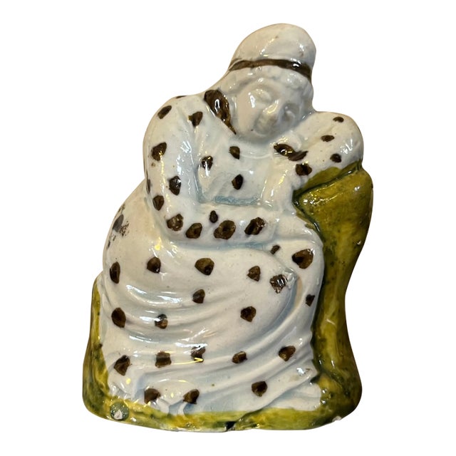 Antique 18th Century English George III Staffordshire Prattware Figure of an Old Woman For Sale