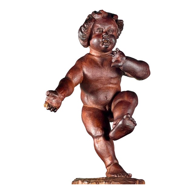 Vintage Bavarian Wood Carving of the Infant Bacchus For Sale
