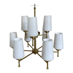 Brass Chandelier With Glass Shades