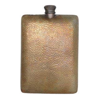 Early 20th Century Hammered Hip Whiskey Liquored 1920s Metal Flask 4713b For Sale