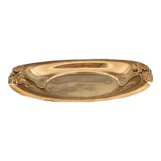 Vintage Andrea by Sadek Brass Trinket Dish or Tray With Grape Details For Sale