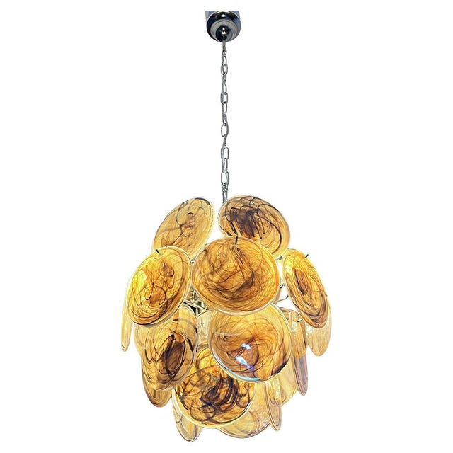 Vintage Italian Murano Glass Chandeliers, 1970s, Set of 2 For Sale - Image 4 of 11