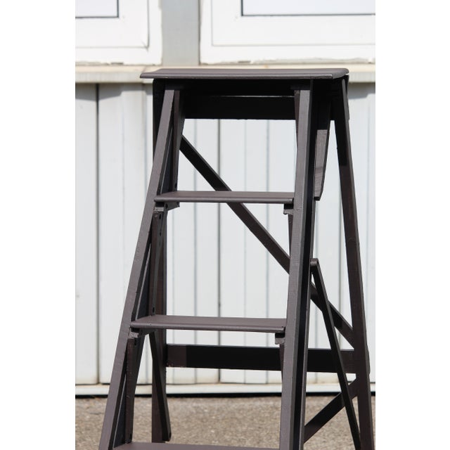 Foldable ladder Wooden step ladder shelf Library stairs Library ladder Stepladder Library stool Carved stairs Step stool...
