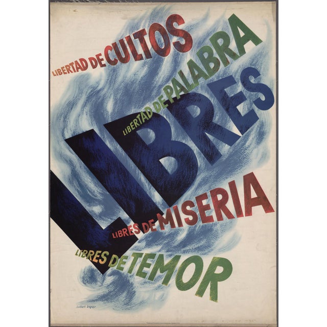 1940s Herbert Bayer Original 1942 American Propaganda Poster Libertad De Cultos For Sale - Image 5 of 11