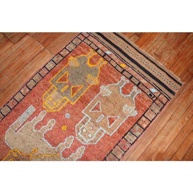 Vintage Turkish Pictorial Anatolian Runner - 3' x 10'11" For Sale - Image 10 of 10