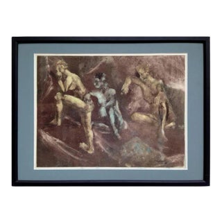 1990s "Three Female Nudes" Figurative Etching, Framed For Sale