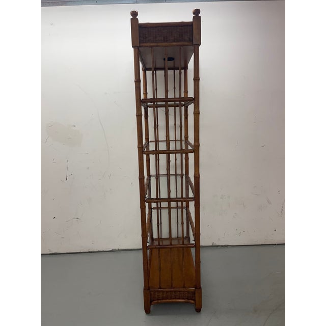 Mid-Century Modern Vintage Faux Bamboo Etagere Shelving Unit Mid Century Boho Chic Display Shell For Sale - Image 3 of 7