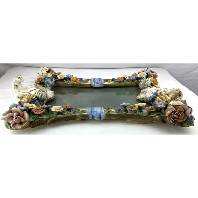 1970s Italian Painted Ceramic Mirror For Sale - Image 11 of 12