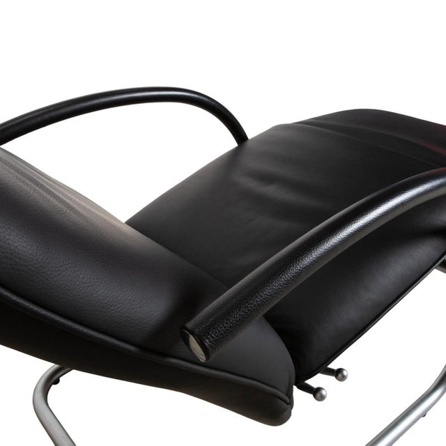 Fino Leather Armchair in Black with Manual Reclining Function by Franz Fertig For Sale - Image 9 of 18