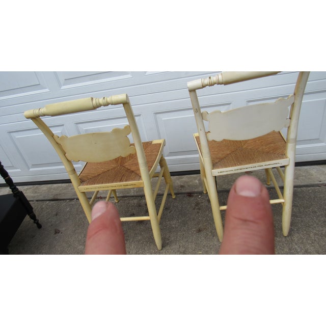 Pair of 1980s Farmhouse Hitchcock Chairs Designer Cream For Sale - Image 6 of 9