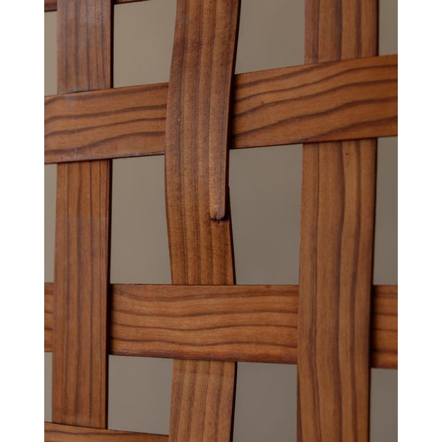 Vintage Wooden Room Divider or Folding Screen in Lattice Weave, 1970s For Sale - Image 14 of 16