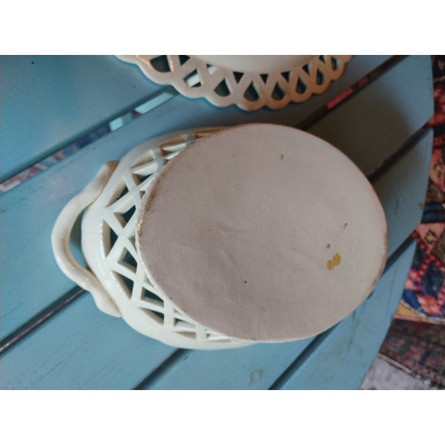 Cream Mid 18th Century Georgian Cream Ware Reticulated Basket With Underdish For Sale - Image 8 of 10