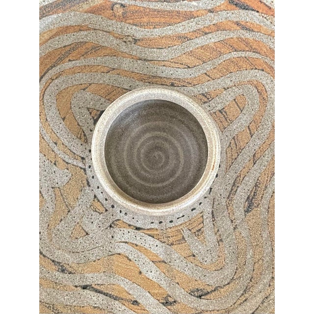 Vintage Studio Pottery Serving Platter With Attached Dip Bowl For Sale In Palm Springs - Image 6 of 9