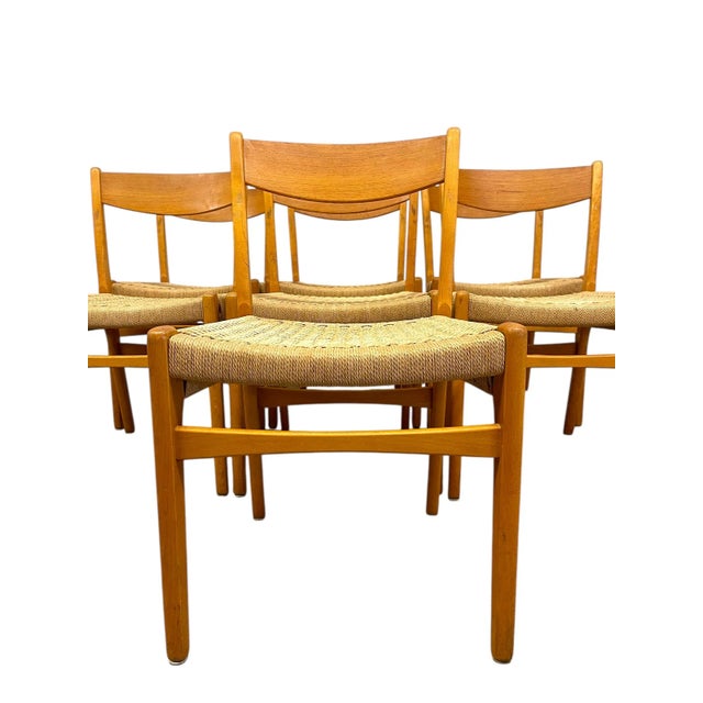 Vantage Danish Mid Century Modern Dining Chair Set of 7 Attributed to Skovmand & Andersen for Moreddi For Sale - Image 9 of 10