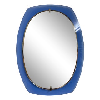 Blue Glass Mirror, Italy, 1970s For Sale