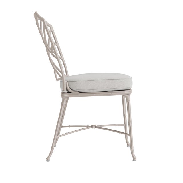 Contemporary Brown Jordan Calcutta Side Chair, Dove frame with Fusion Dove fabric For Sale - Image 3 of 11