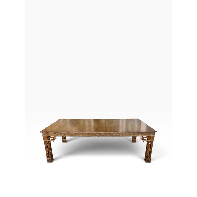 1990s Dennis & Leen Chinese Chippendale Style Giltwood & Walnut Dining Table For Sale - Image 5 of 6