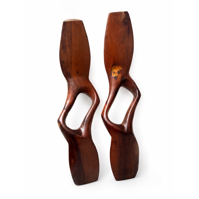 1970s After Alexandre Noll, Abstract Wood Wall Diptych, 1970s, Walnut, Set of 2 For Sale - Image 5 of 8