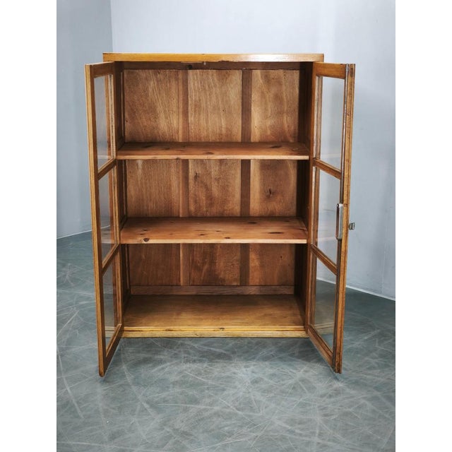 Wood Czech Oak Glass Bookcase from a Baťa Factory, 1930s For Sale - Image 7 of 18