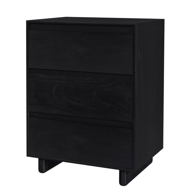 Black Halmstad 22 in. W Rectangular Wood Panel 3 Drawer Narrow Nightstand, Black For Sale - Image 8 of 8