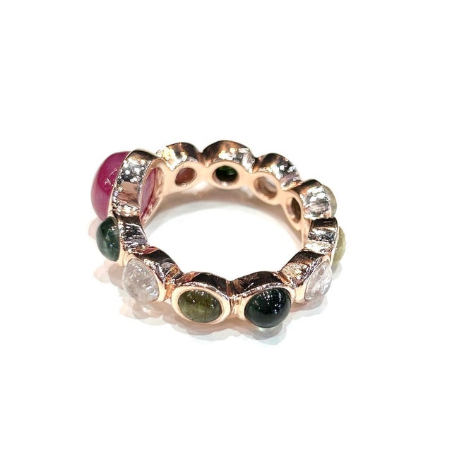 Early 21st Century Bochic "Capri" Ruby & Multi Tourmalines Ring Set In 18K Gold & Silver For Sale - Image 5 of 8