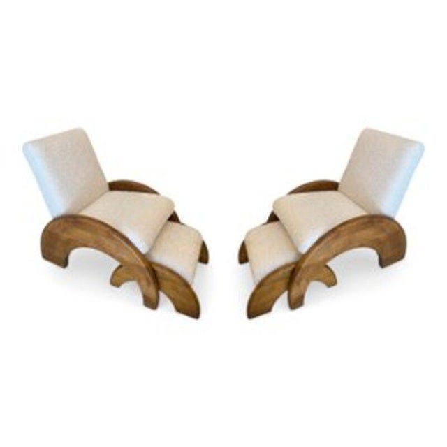 Lounge Chairs and Ottomans in Bouclé, Set of 4 For Sale - Image 10 of 10