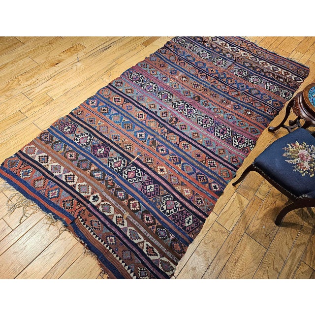 Antique Caucasian Shirvan Kilim, Handwoven Wool, Allover Geometric Pattern, 1880s, 5' x 10' For Sale - Image 4 of 16