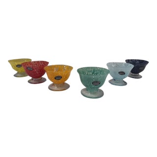 Mid-Century Modern Murano Style Glass Desert Bowls Confetti - Set of 5 For Sale