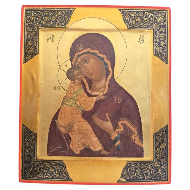 Russian Icon of the Virgin and Child, 19th Century, Painting For Sale - Image 9 of 9