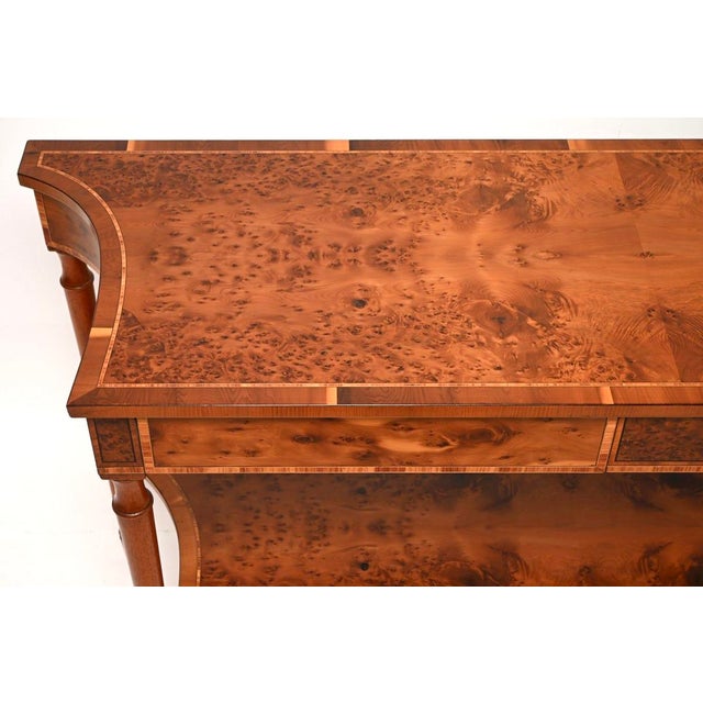 Large Antique Inlaid Yew Wood Console Table, 1930 For Sale - Image 4 of 11