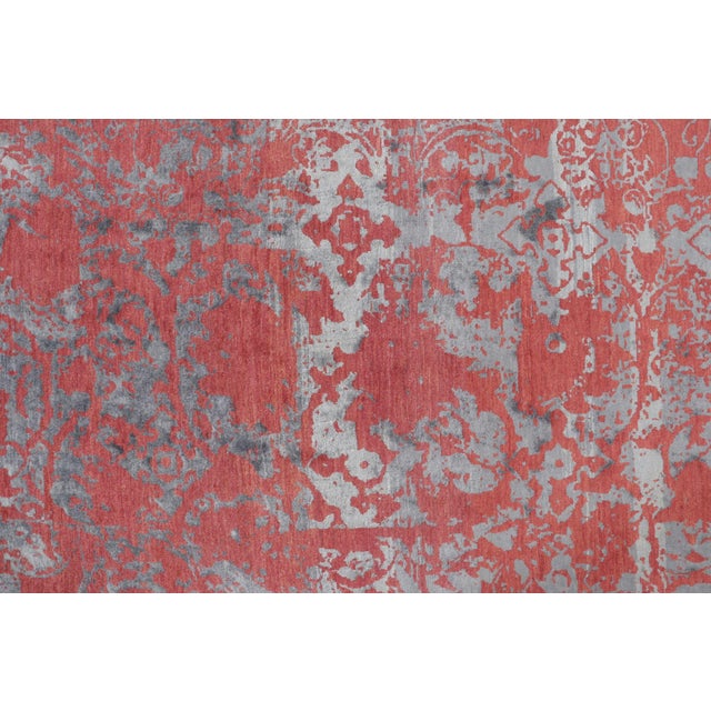 2020s Rug & Kilim’s Distressed Modern Rug With Abstract Florals in Coral & Gray Hues For Sale - Image 5 of 12