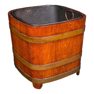 Antique Fireside Store, English, Hearthside Coal Bin, Log Basket, Late Victorian