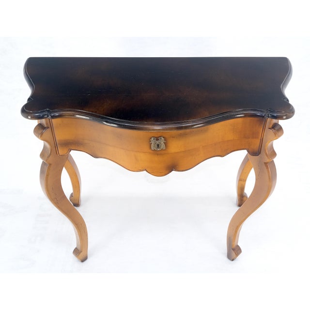 Baker One Drawer Cabriole Leg Fruitwood Paper Finished Drawer Console Table MINT