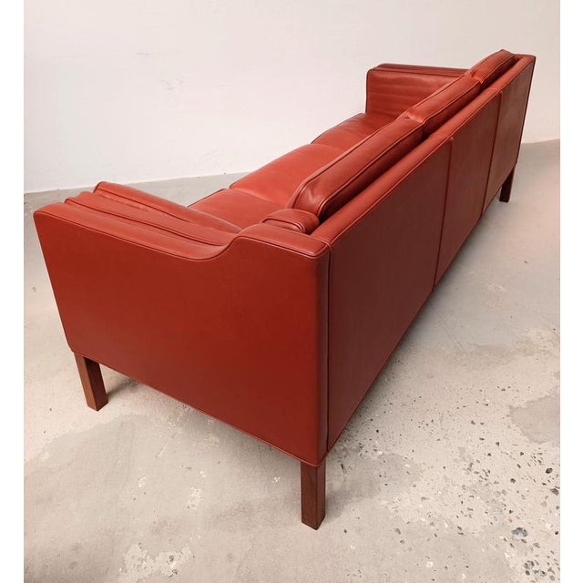 Restored 3 Seater Model 2213 Leather Sofa by Børge Mogensen, 1970s For Sale - Image 8 of 14