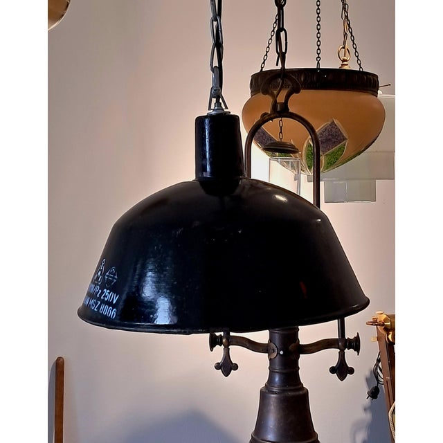 Black Large Industrial Lamps, 1950s, Set of 2 For Sale - Image 8 of 10