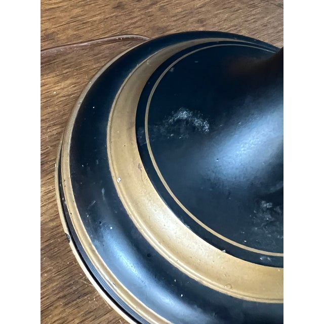 Vintage Bouillotte Table Lamp — Black Tole & Gilt Metal, Three-Light French Style, Circa 1970s For Sale - Image 10 of 18