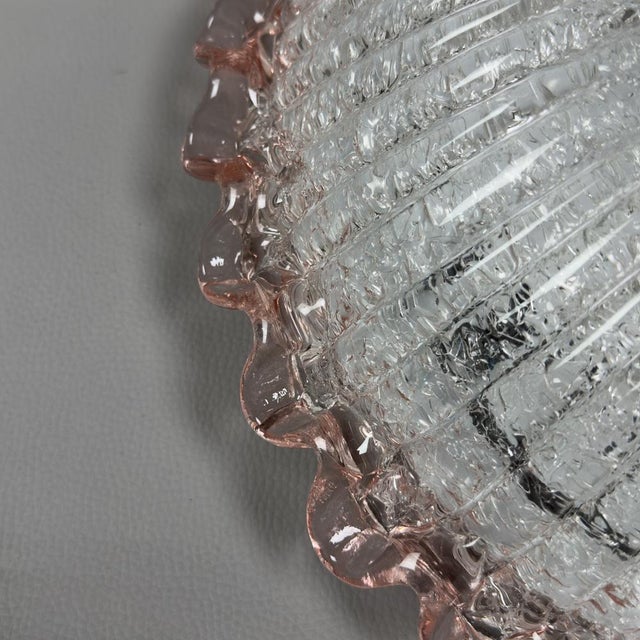Murano Glass Ceiling Lamp with Pink Edge, 1970s For Sale - Image 9 of 12