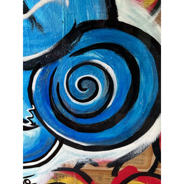 Textile Rare, Large-Scale Monumental Peter Keil Painting, Collaboration With Mike Mozart (MiMo) For Sale - Image 7 of 12
