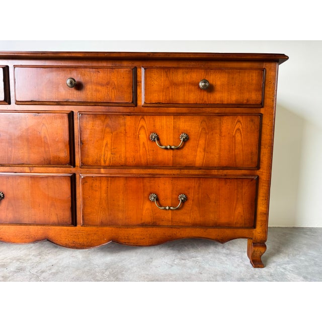 Vintage Italian Solid Cherry Wood Seven Drawers Dresser For Sale - Image 4 of 12