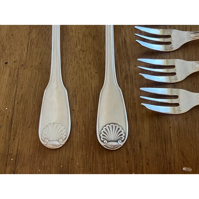 Christofle Silver Plated Vendome Pattern Flatware Dessert Set of 8 For Sale - Image 13 of 15