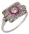 Art Deco Style Diamond Ruby Platinum Ring, Size 7.5 For Sale