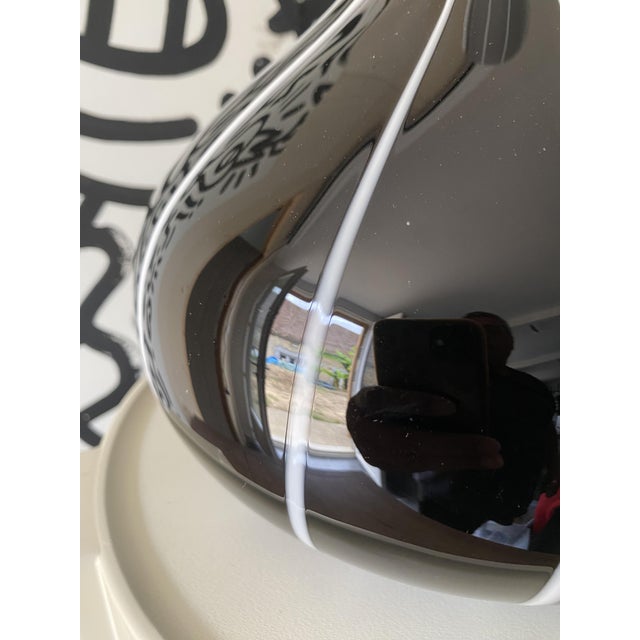 Black Vintage Black Glass Vase with White Trim, 1950s For Sale - Image 8 of 17