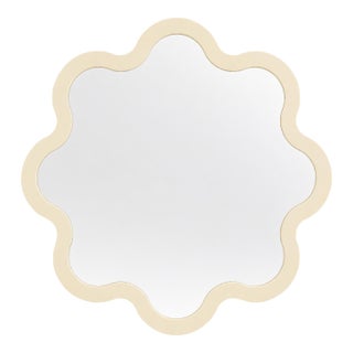 Beige Hvyli Round 90 Sculptural Wall Mirror by Oitoproducts For Sale