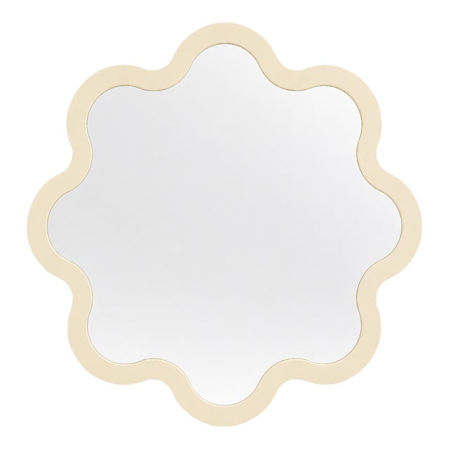 Beige Hvyli Round 90 Sculptural Wall Mirror by Oitoproducts For Sale