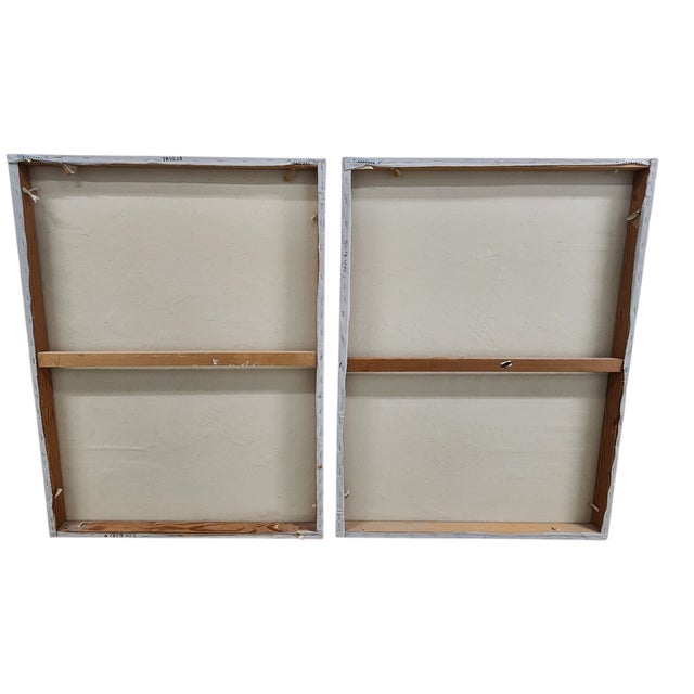 Vintage Lee Reynolds Textured Abstract Landscape Diptych – Pair Large 30x40 Canvases For Sale - Image 13 of 14