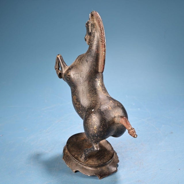 Antique Chinese Bronze Rearing Horse Sculpture on Cloud Base For Sale In Los Angeles - Image 6 of 9