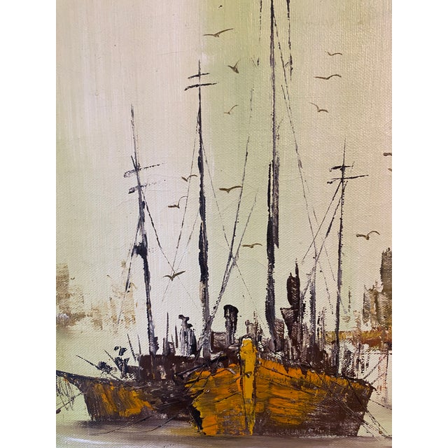 Mid-Century Nautical Oil Framed Painting by Raymond For Sale - Image 11 of 16